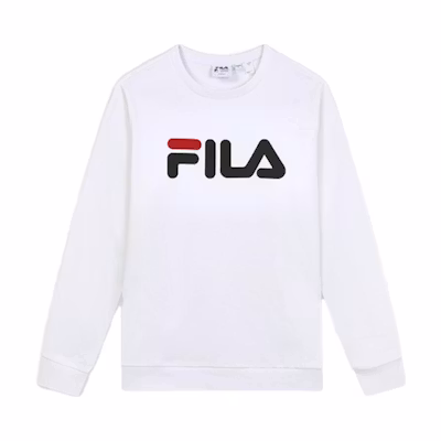FILA Retro Style Oversized Logo Pullover Sweatshirt - Unisex Standard White F51U334231FWT