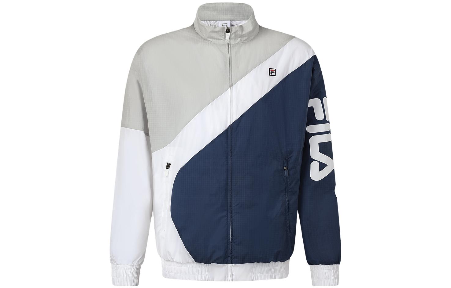 FILA Retro Tennis Colorblock Logo Print Woven Jacket Nightshade Blue  A11M333704F-DB