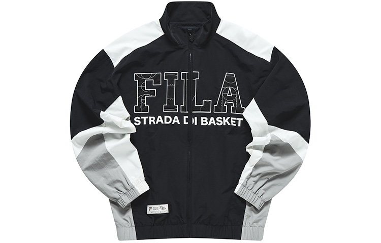 FILA Retro Track Jacket with Logo Print in Deep Black T11M315704F-BK