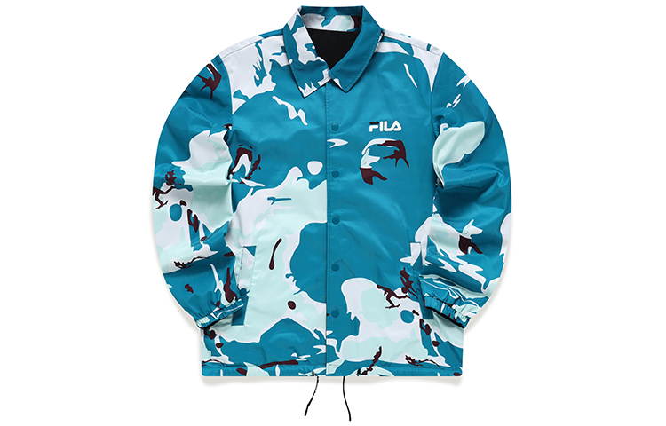 FILA Reversible Camo Print Coach Jacket - Black T11M133707F-BU
