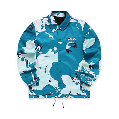 FILA Reversible Camo Print Coach Jacket - Black T11M133707F-BU