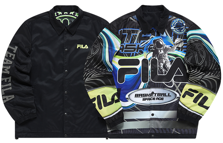 FILA Reversible Full-Print Loose Coach Jacket Black T11M135702F-BK