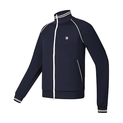 FILA Royal Blue Knit Long-Sleeve Tennis Jacket with Stand Collar A11M413503F-NV