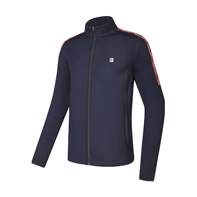 FILA Royal Blue Tennis Knit Long-Sleeve Jacket with Stand Collar A11M333505F-NV