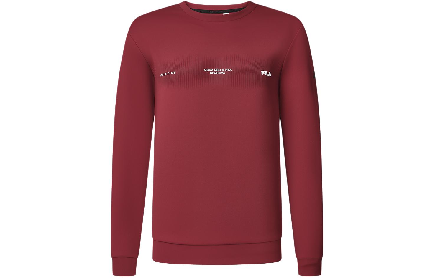 FILA Rust Red Knit Pullover Sweatshirt with Letter Print A11M411210F-RD