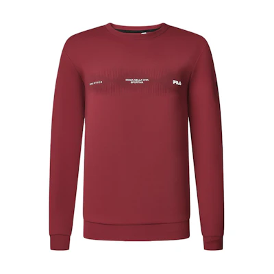 FILA Rust Red Knit Pullover Sweatshirt with Letter Print A11M411210F-RD