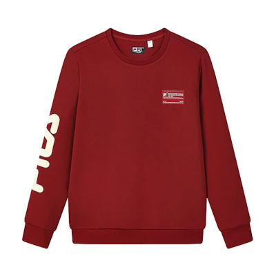 FILA Rust Red Pullover Sweatshirt with Logo Print F11M149208FWI