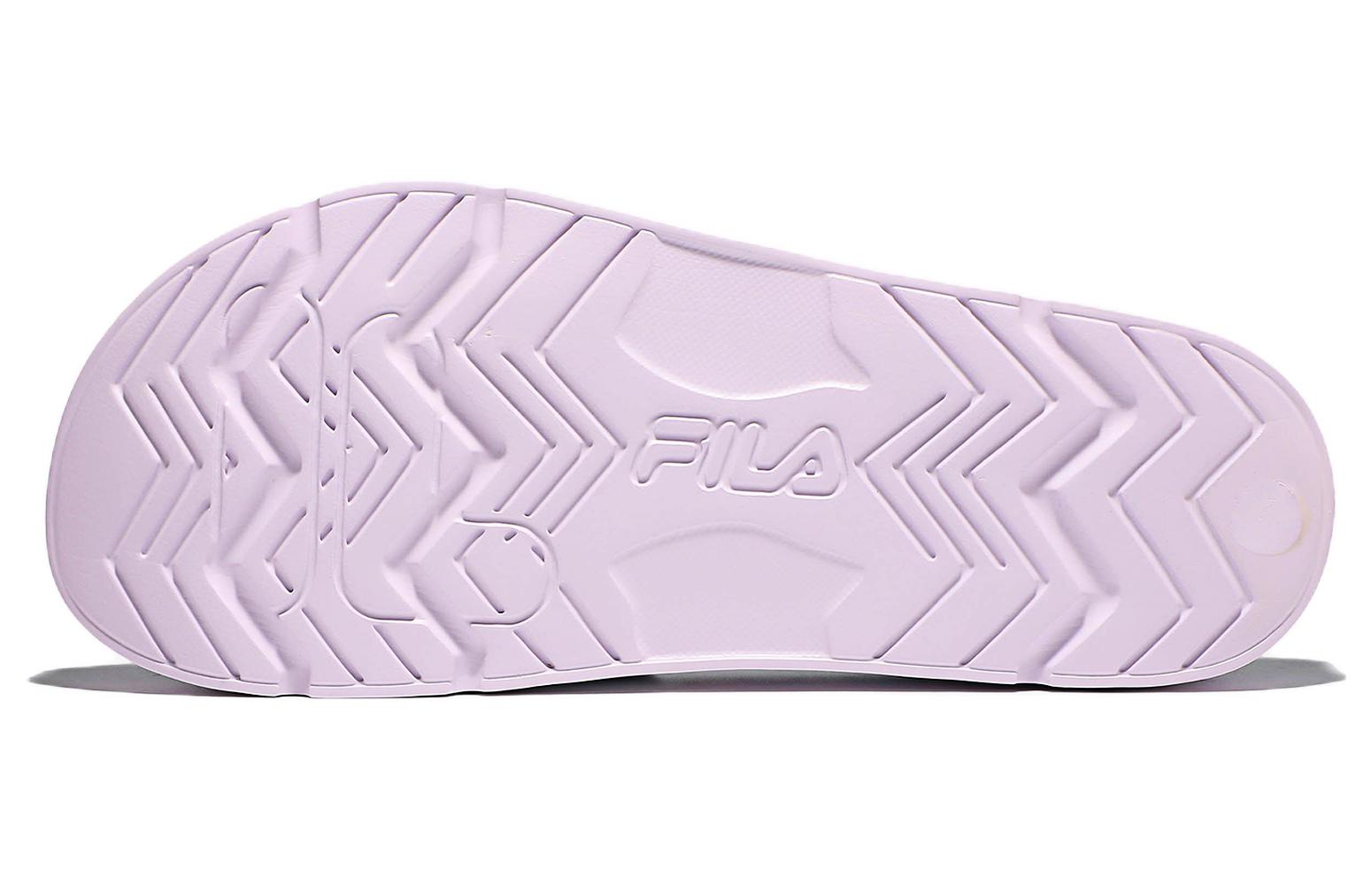 Shop Fila斐樂 厚底運動拖鞋 男女同款 紫白彩色 韓版