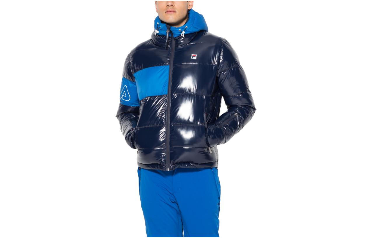 FILA Saul Puffer Jacket Colorblock Hooded Zip Coat Blue 6100000