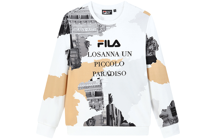 FILA Scenic Colorblock Print Crewneck Knit Sweatshirt White () F11M138251F-ZA