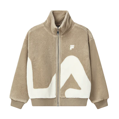 FILA Sherpa Fleece Jacket Unisex Big Logo Casual Couple Style Pink Beige. F51U248926FLK