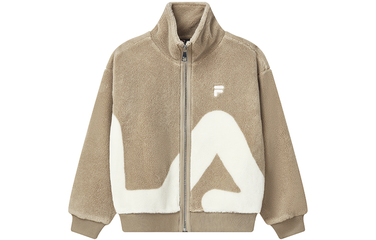Order FILA Sherpa Fleece Jacket Unisex Big Logo Casual Couple Style Pink Beige. F51U248926FLK