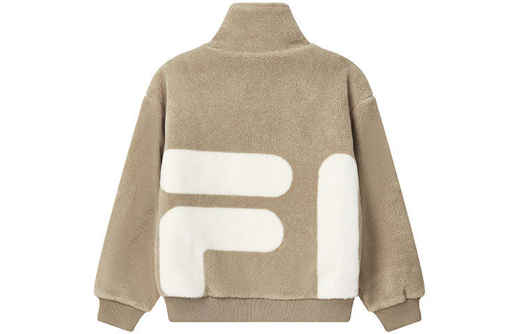 Lookbook FILA Sherpa Fleece Jacket Unisex Big Logo Casual Couple Style Pink Beige. F51U248926FLK