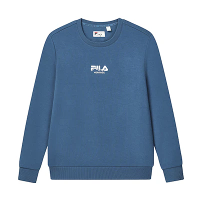 FILA Simple Casual Knit Pullover Logo Sweatshirt - Stealth Blue F11M248202FDB