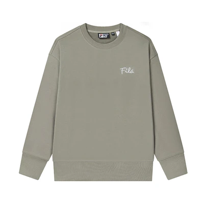 FILA Simple Letter Logo Embroidered Sweatshirt Unisex Light Rock Gray F11U248201F-GY
