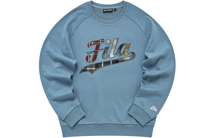 FILA Simple Letter Logo Pullover Knit Sweatshirt in Aegean Blue T11M242205FDB