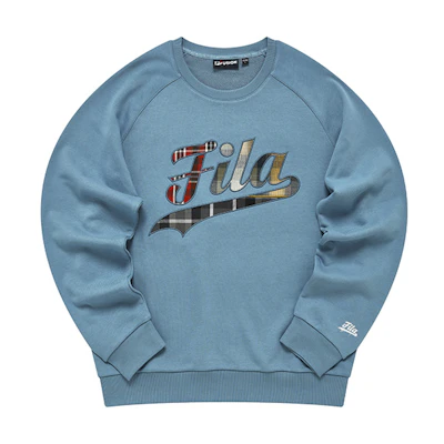 FILA Simple Letter Logo Pullover Knit Sweatshirt in Aegean Blue T11M242205FDB