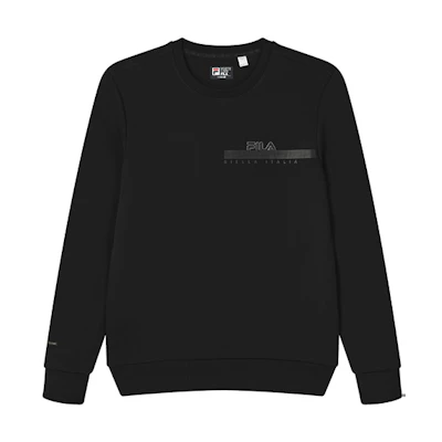 FILA Simple Logo Knit Pullover Sweatshirt Black - Casual Streetwear F11M247202FBK