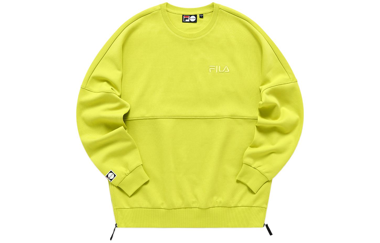 FILA Simple Logo Print Unisex Crewneck Sweatshirt Sulfur Green - Fall Edition T11U116205A-YE