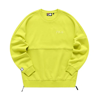 FILA Simple Logo Print Unisex Crewneck Sweatshirt Sulfur Green - Fall Edition T11U116205A-YE