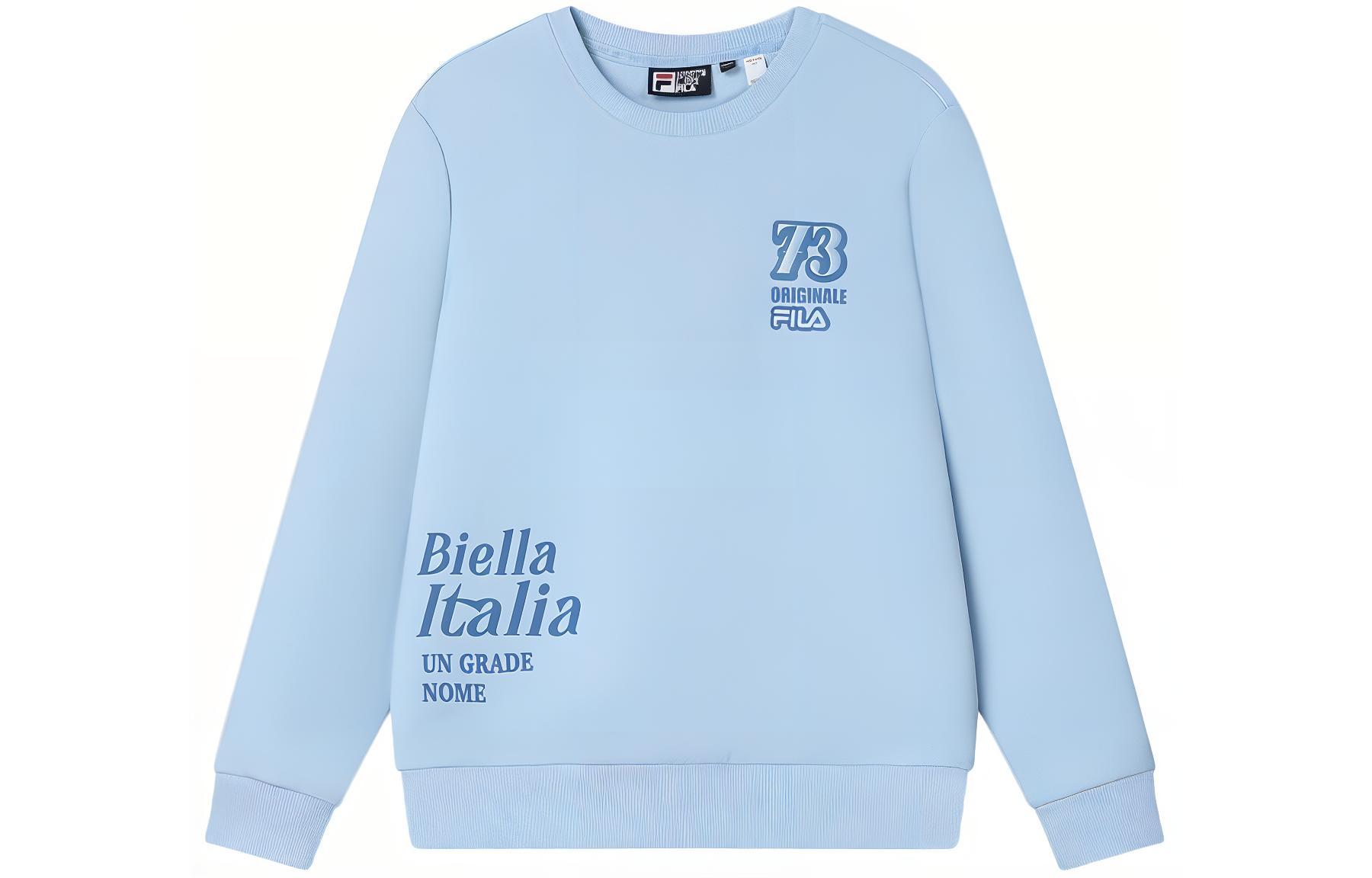 FILA Sky Blue Crewneck Pullover Sweatshirt with Letter Print F11M419202F-LB