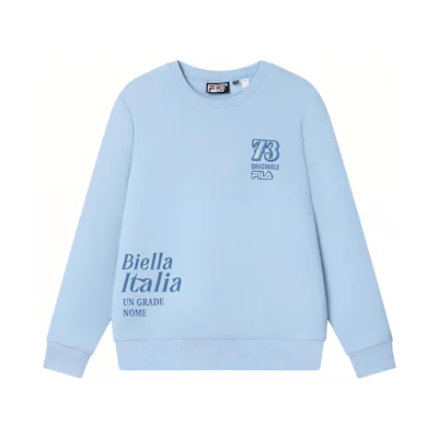 FILA Sky Blue Crewneck Pullover Sweatshirt with Letter Print F11M419202F-LB