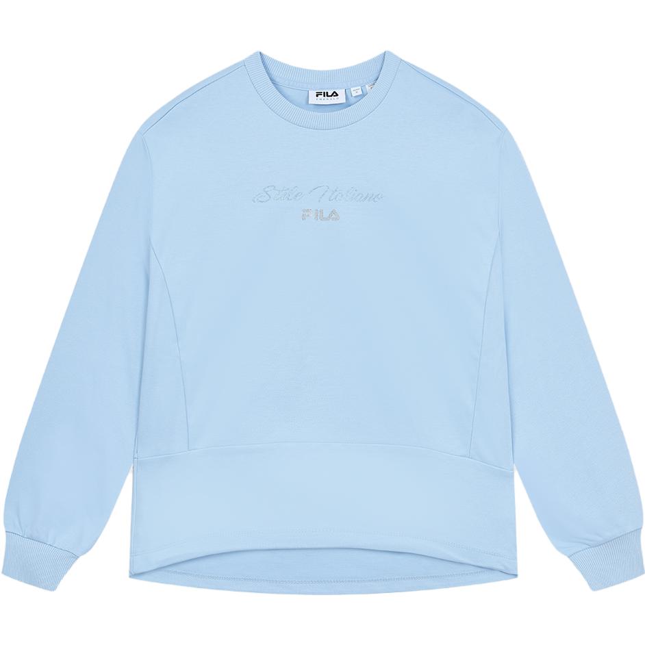 FILA Sky Blue Knit Pullover Letter Crewneck Casual Sweatshirt F11W334204F-LB