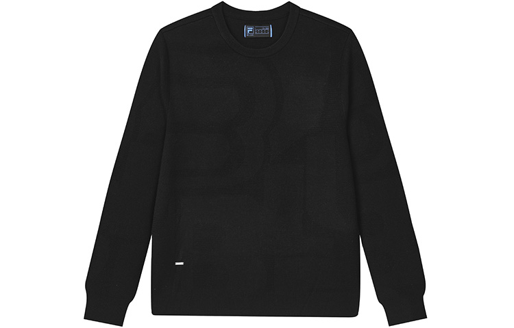 FILA Solid Black Crewneck Pullover Long-Sleeve Sweatshirt F11M242404F-BK