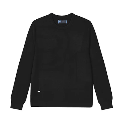 FILA Solid Black Crewneck Pullover Long-Sleeve Sweatshirt F11M242404F-BK