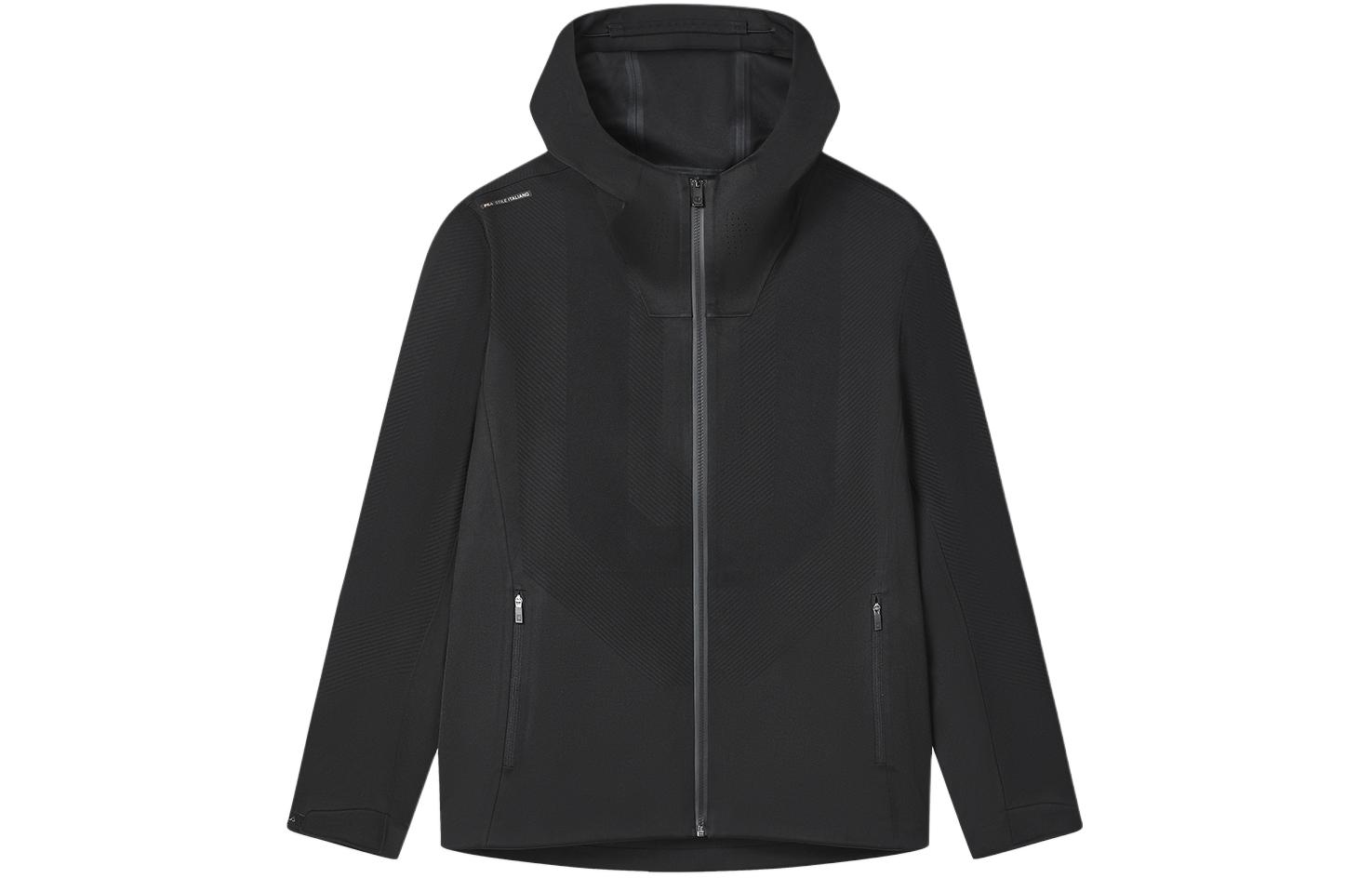 FILA Solid Black Hooded Woven Casual Sports Jacket F11M412703F-BK