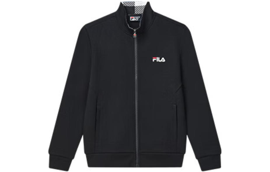FILA Solid Black Logo High Neck Long Sleeve Jacket Basic Black F51M348532F-NV