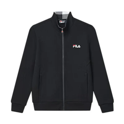 FILA Solid Black Logo High Neck Long Sleeve Jacket Basic Black F51M348532F-NV