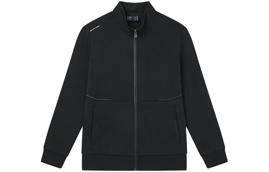 FILA Solid Black Zip-Up Jacket with Stand Collar and Long Sleeves F11M342504FBK