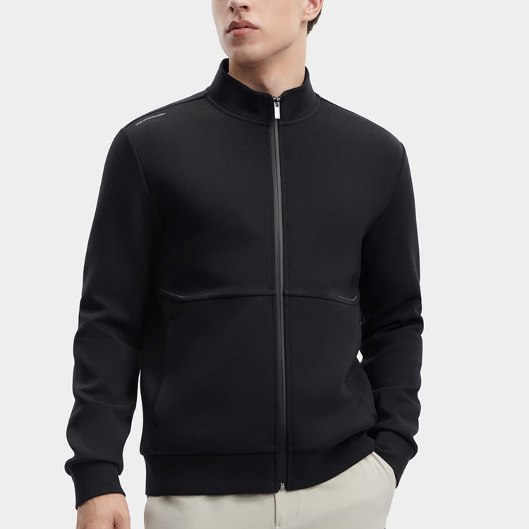 Shop FILA纯黑色拉链立领长袖夹克 F11M342504FBK