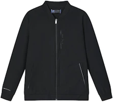 FILA Solid Color Baseball Collar Woven Jacket in Black F11M412708F-BK FILA Solid Color Baseball Collar Woven Jacket in Black F11M412708F-BK