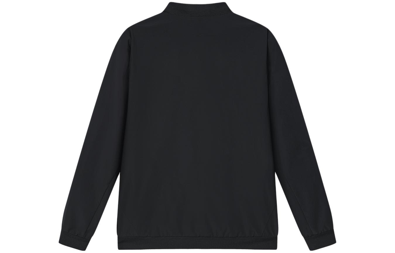 Lookbook 휠라 솔리드 컬러 베이스볼 칼라 우븐 자켓 블랙 F11M412708F-BK