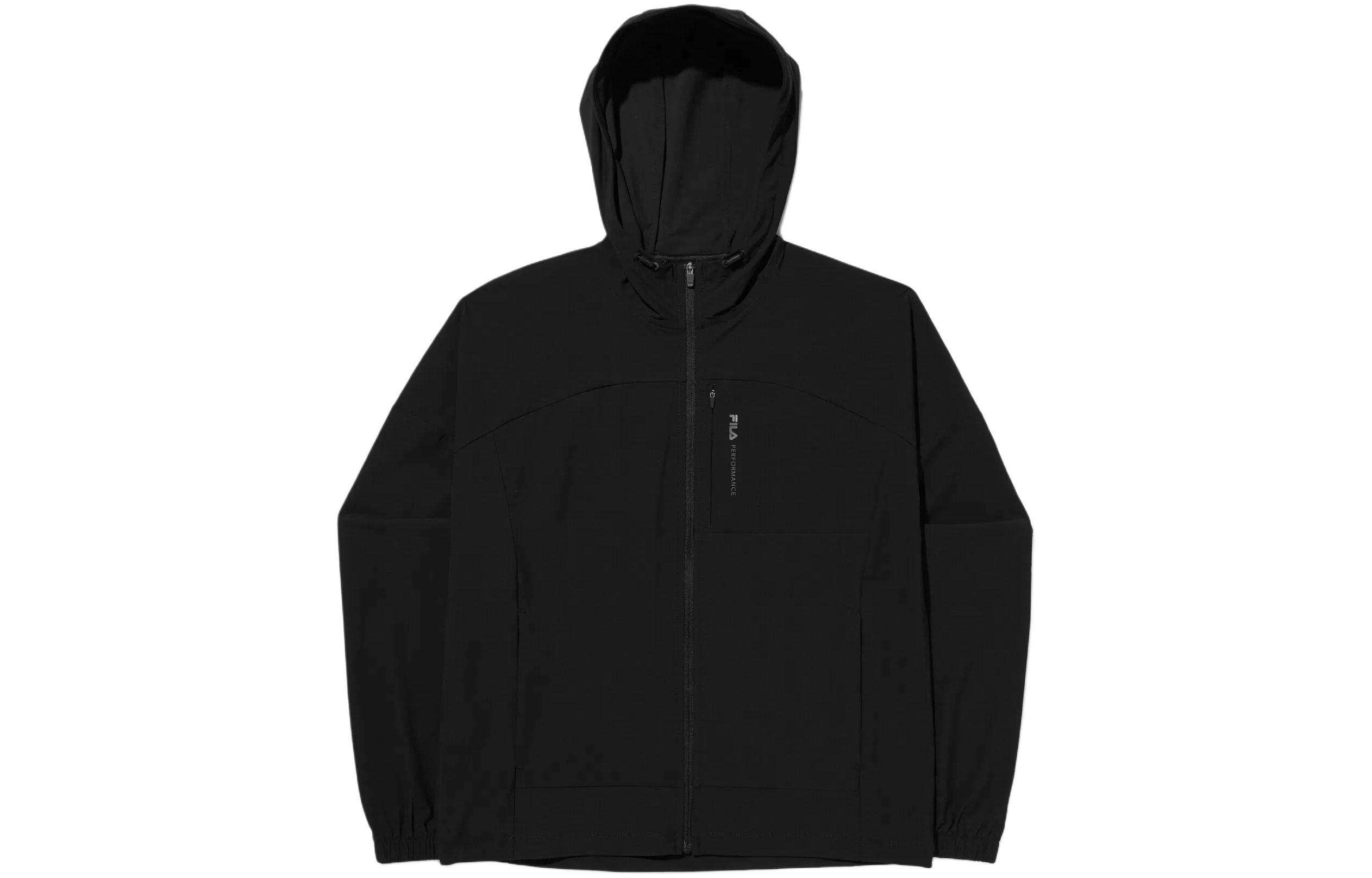 FILA Solid Color Casual Black Hoodie Jacket FS2FTG2252FB-LK