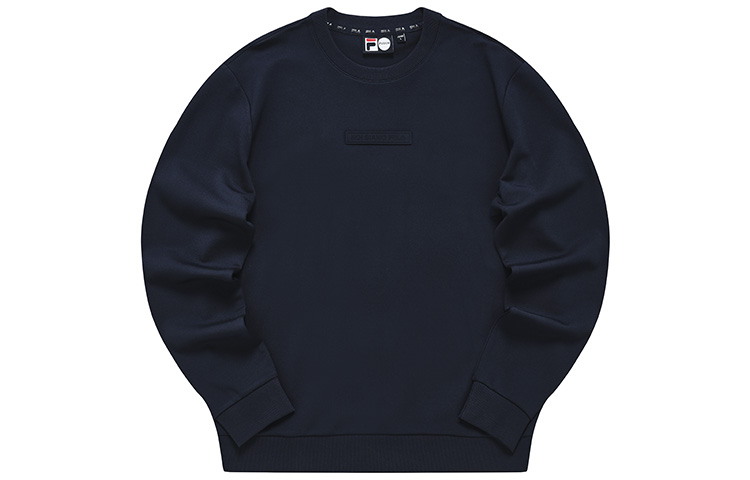FILA Solid Color Casual Crewneck Pullover Sweatshirt Navy T51M941225ANV