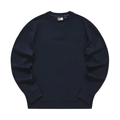 FILA Solid Color Casual Crewneck Pullover Sweatshirt Navy T51M941225ANV
