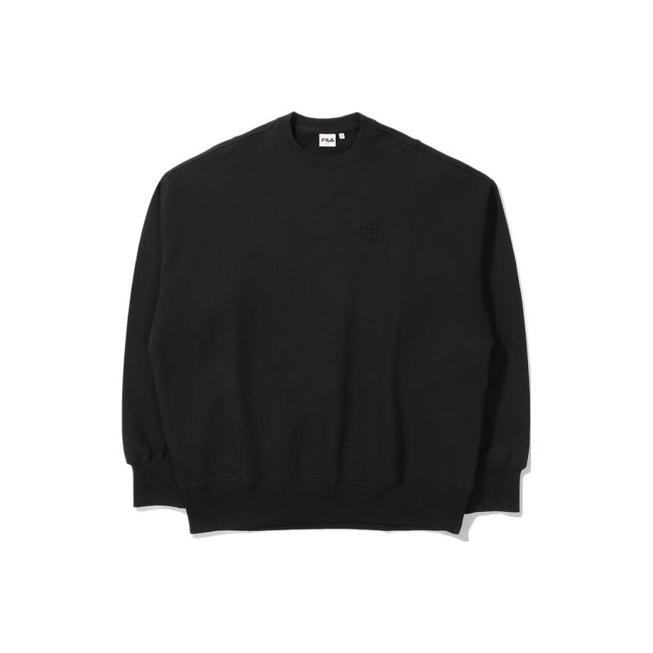 FILA Solid Color Casual Crewneck Pullover Sweatshirt - Black FS2POE1104X-BLK