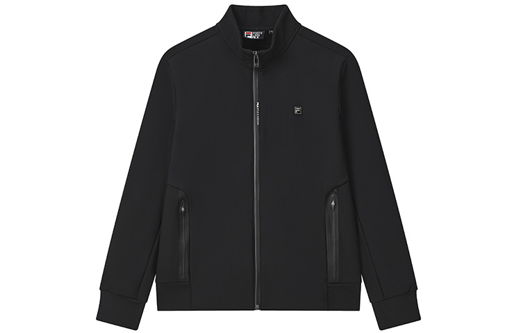 FILA Solid Color Casual Stand Collar Jacket in Black F11M247501FBK