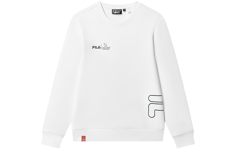 FILA Solid Color Crewneck Knit Pullover Sweatshirt Cloud Mushroom White F11M319202F-WT