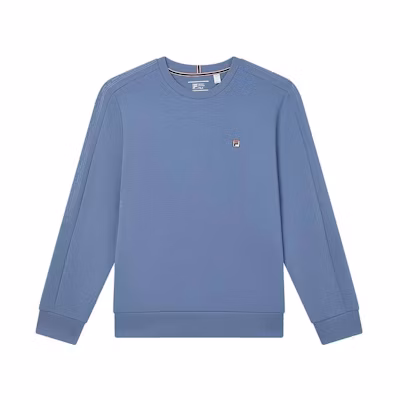 FILA Solid Color Crewneck Pullover Sweatshirt Cluster Blue F51M331204F-BU