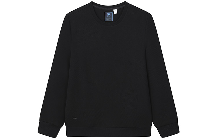 FILA Solid Color Crewneck Pullover Sweatshirt in Pure Black F11M142203F-BK
