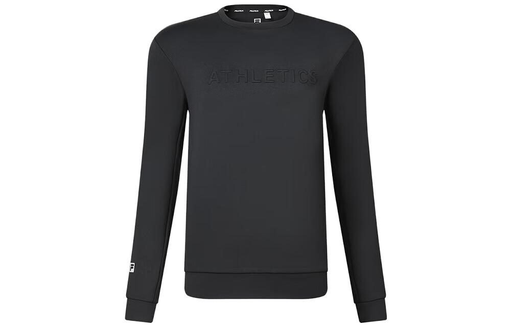 FILA Solid Color Crewneck Sweatshirt Deep Black Casual Sportswear A61M342202A-BK