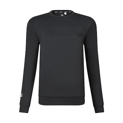 FILA Solid Color Crewneck Sweatshirt Deep Black Casual Sportswear A61M342202A-BK
