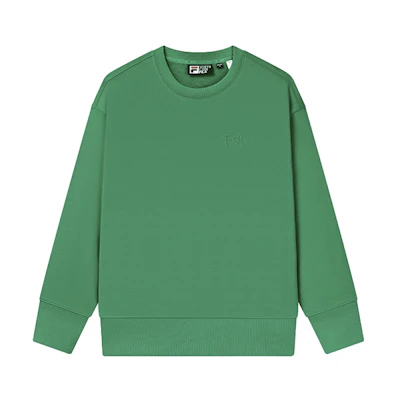 FILA Solid Color Embroidered Logo Crewneck Sweatshirt Jade Lake Green Unisex F11U248201F-GN
