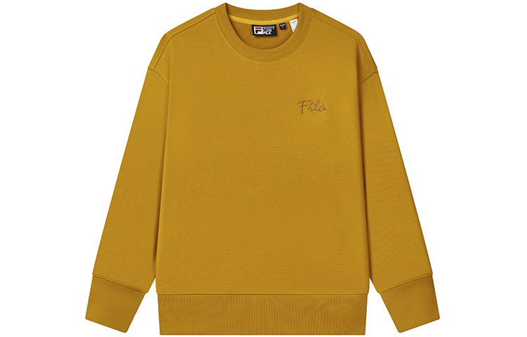 FILA Solid Color Embroidered Logo Yellow Crewneck Long Sleeve Unisex Sweatshirt F11U248201F-MT