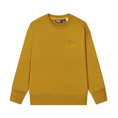FILA Solid Color Embroidered Logo Yellow Crewneck Long Sleeve Unisex Sweatshirt F11U248201F-MT