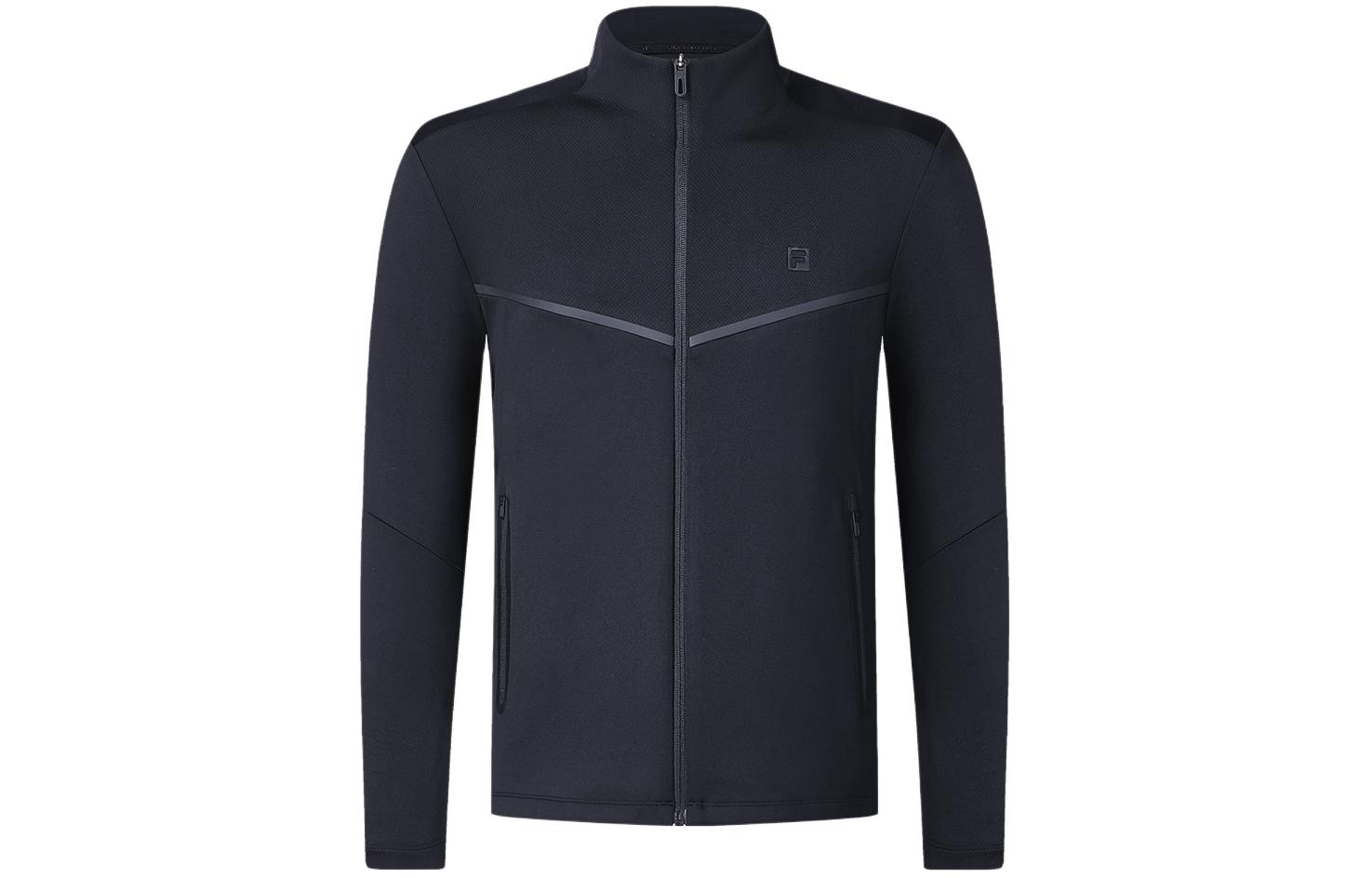 FILA Solid Color Fitness Knit Jacket in Deep Black A11M411507F-BK